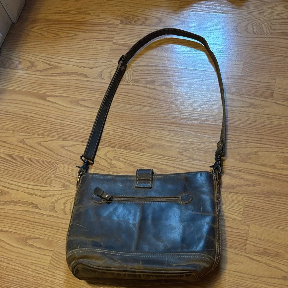 Myra Bag Dark Brown Leather Messenger Crossbody